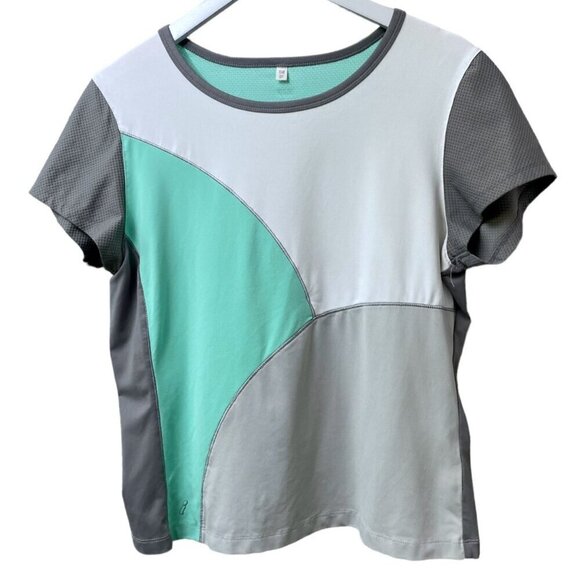 TAIL Womens Sports Top Size Large Golf Tennis Stretch Tee Mint Green Gray - Picture 1 of 9